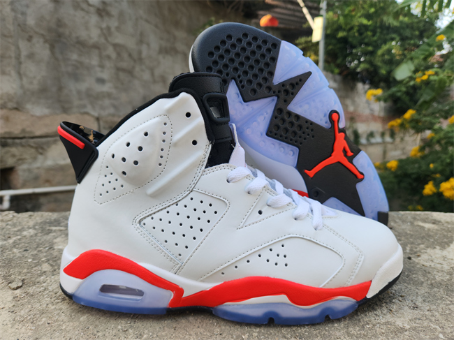 Men's White/Orange Running Weapon Air Jordan 6 Shoes 085